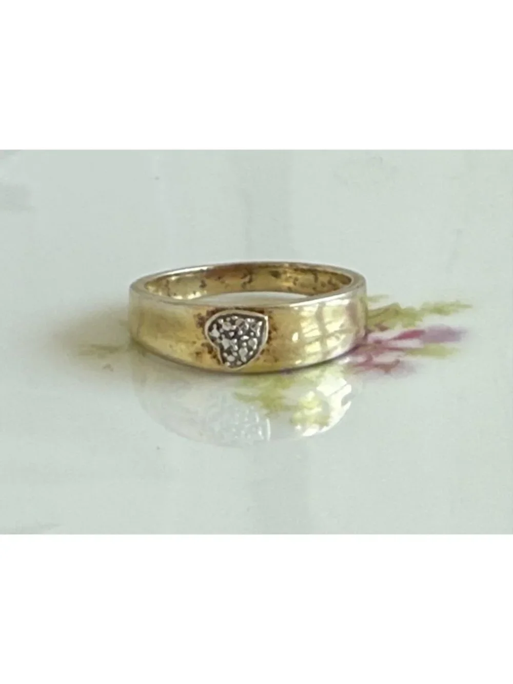 Vintage 90s Ring 925 Silver Gold Vermeil Heart Ring Size size 9